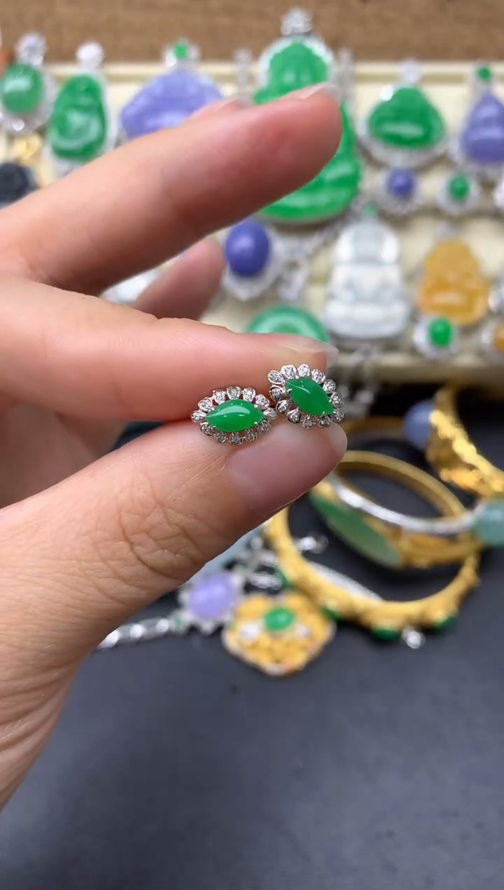 【闪购商品】翡翠耳饰18K金镶嵌194-中国好珍宝