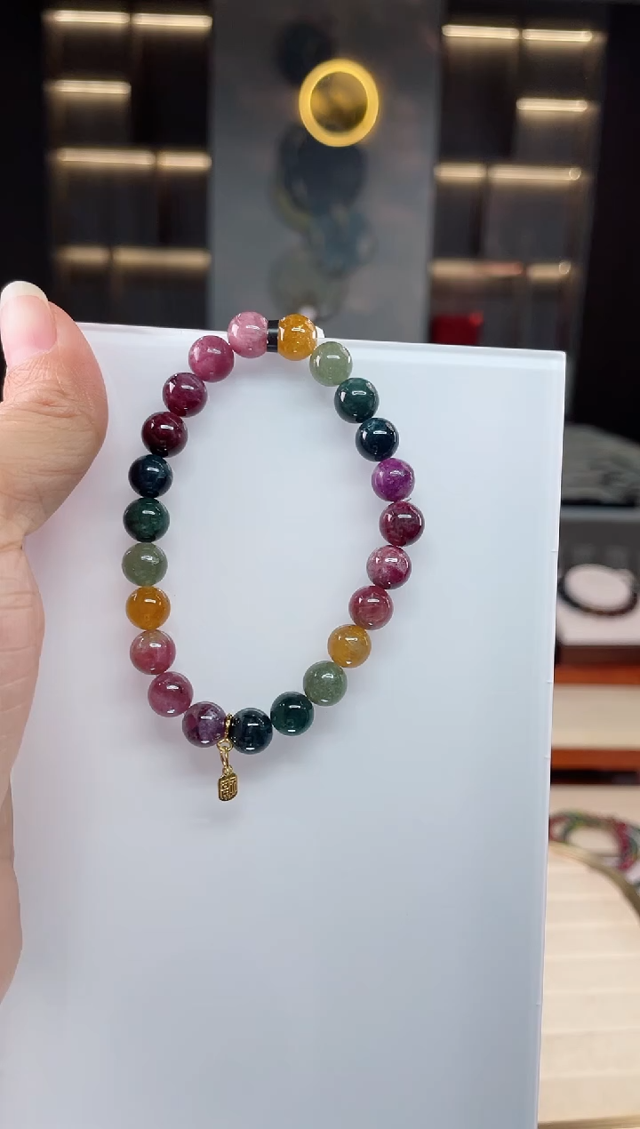 未镶嵌老矿碧玺彩虹单圈手串8mm+碧玺（多样性发一条）Q