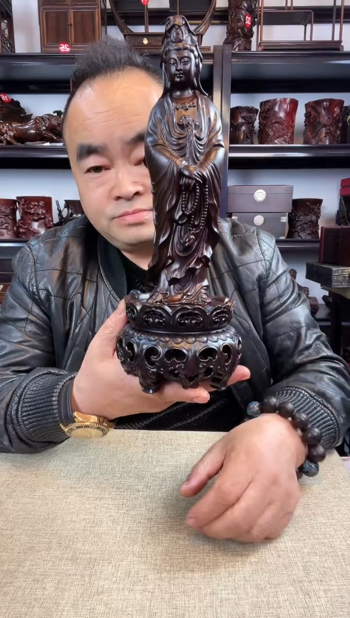 木老李红木工艺品新莲+观音