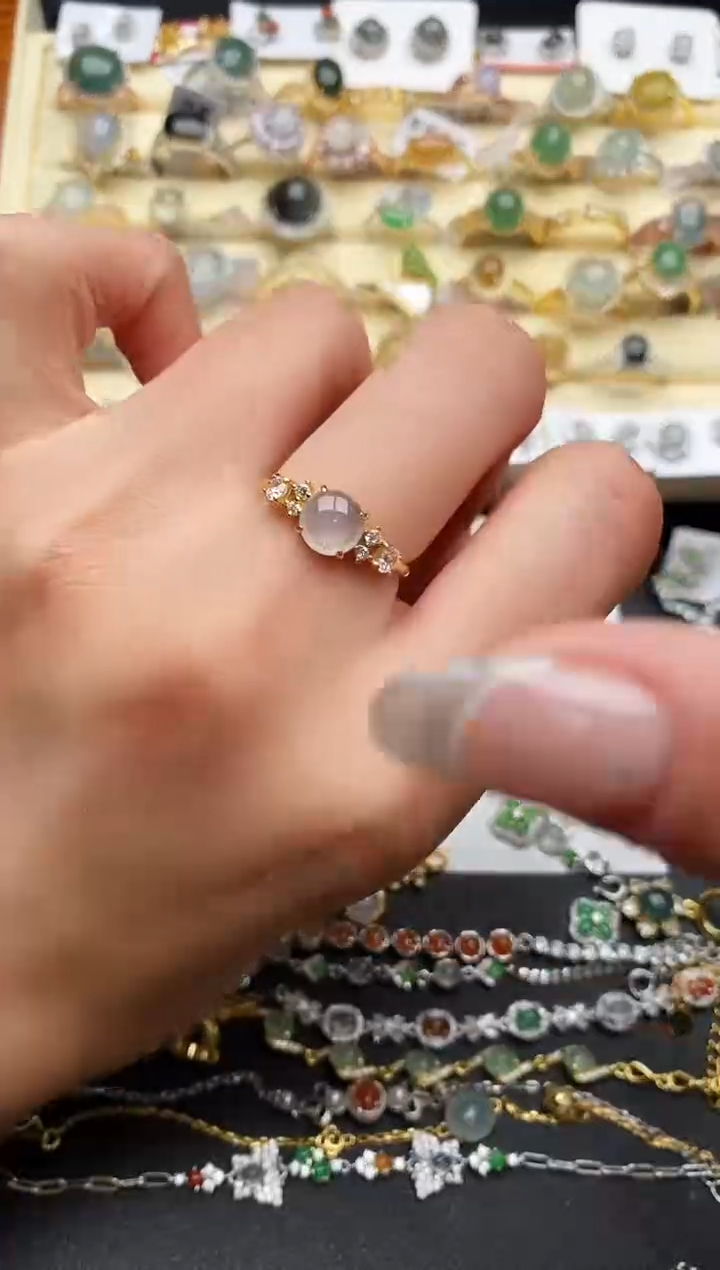 【闪购商品】翡翠戒指银S925镶嵌66666666+9