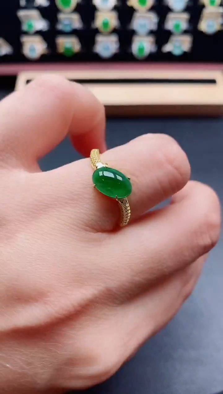 银S925镶嵌戒指翡翠1