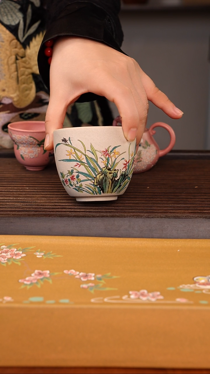 茶壶紫砂白段泥兰花杯