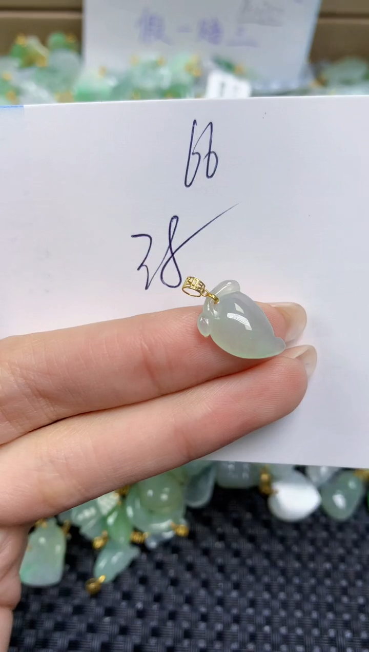 【闪购商品】翡翠颈饰18K金镶嵌天然缅甸A货翡翠