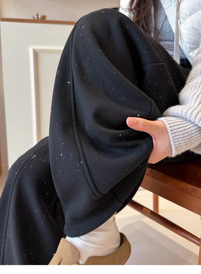 【运补6-8】2025新款冬季休闲阔腿加绒加厚潮流休闲撒银弯刀裤