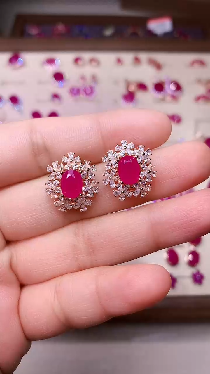【闪购商品】红宝石耳饰银S925镶嵌0000