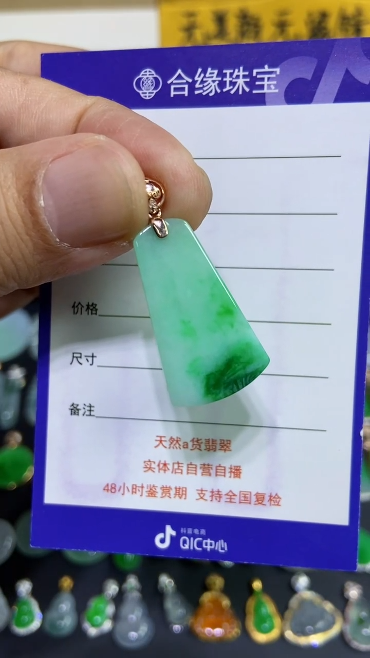 【闪购商品】翡翠颈饰18K金镶嵌无事牌