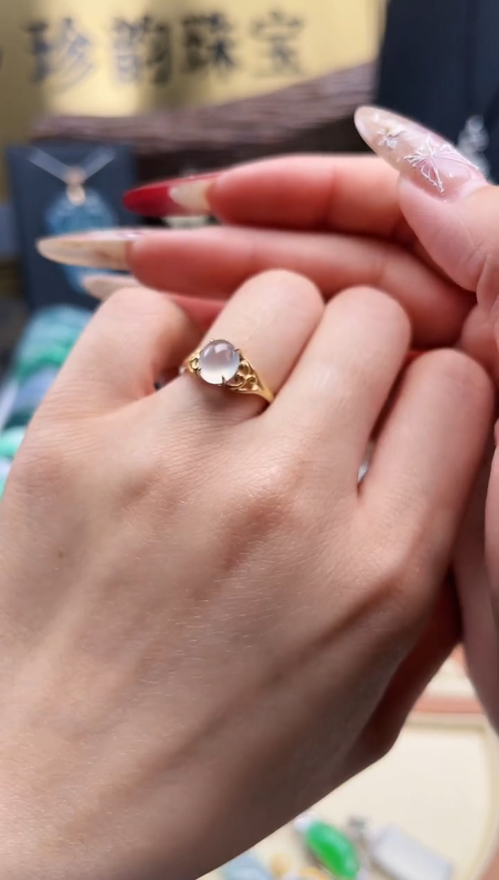 【闪购商品】翡翠戒指18K金镶嵌戒指