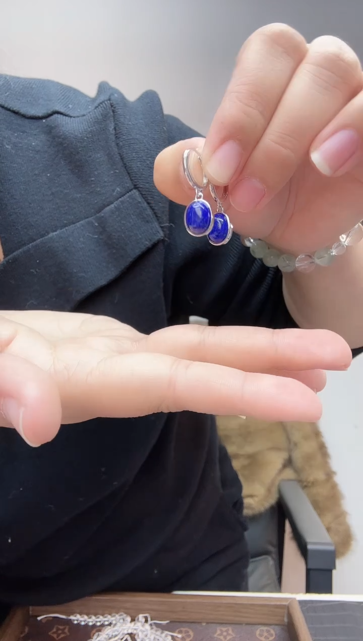 未镶嵌耳饰水晶天然青金耳钉29