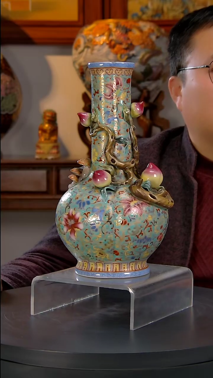 【闪购商品】珐琅彩雕刻花瓶精品陶瓷