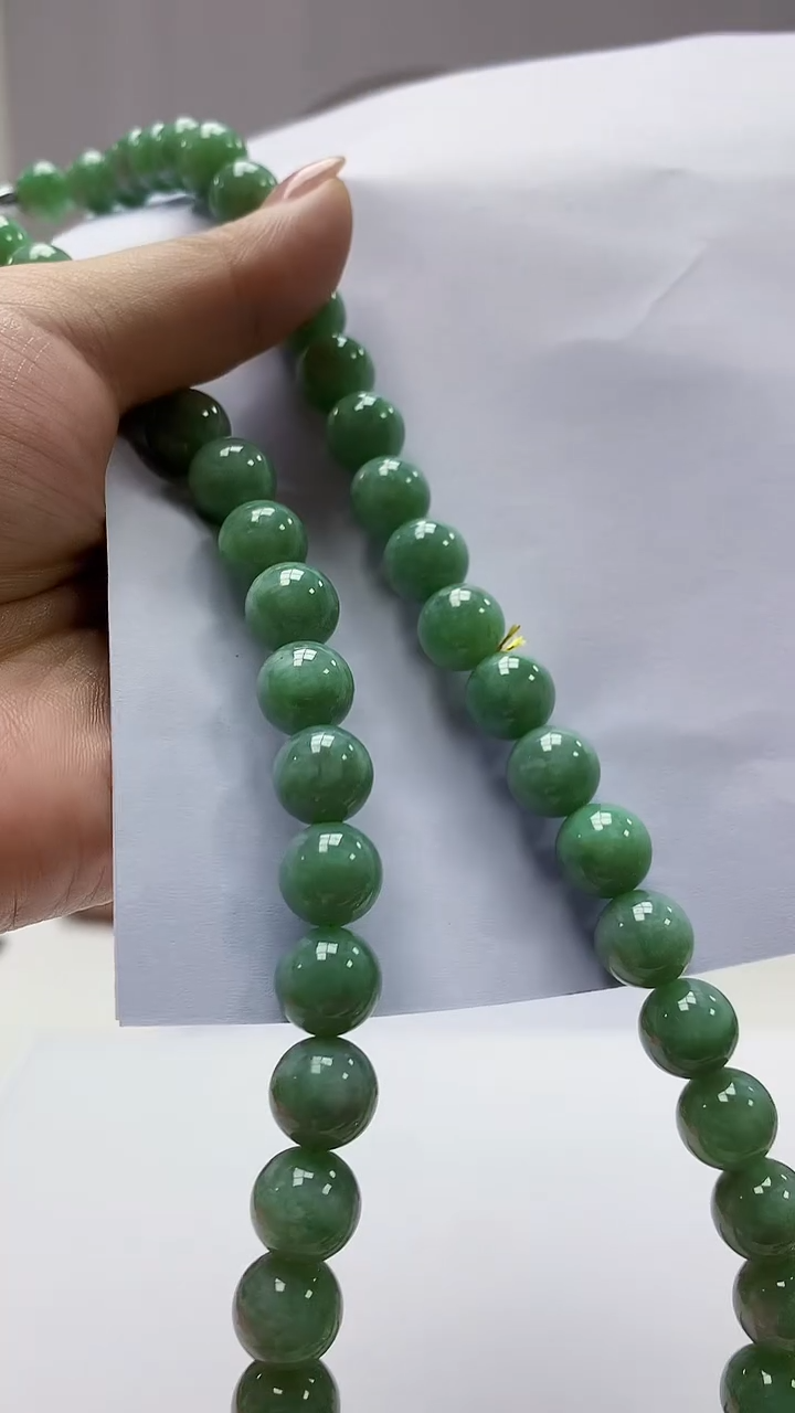 【闪购商品】定制翡翠未镶嵌4868ms-毛货19珠链