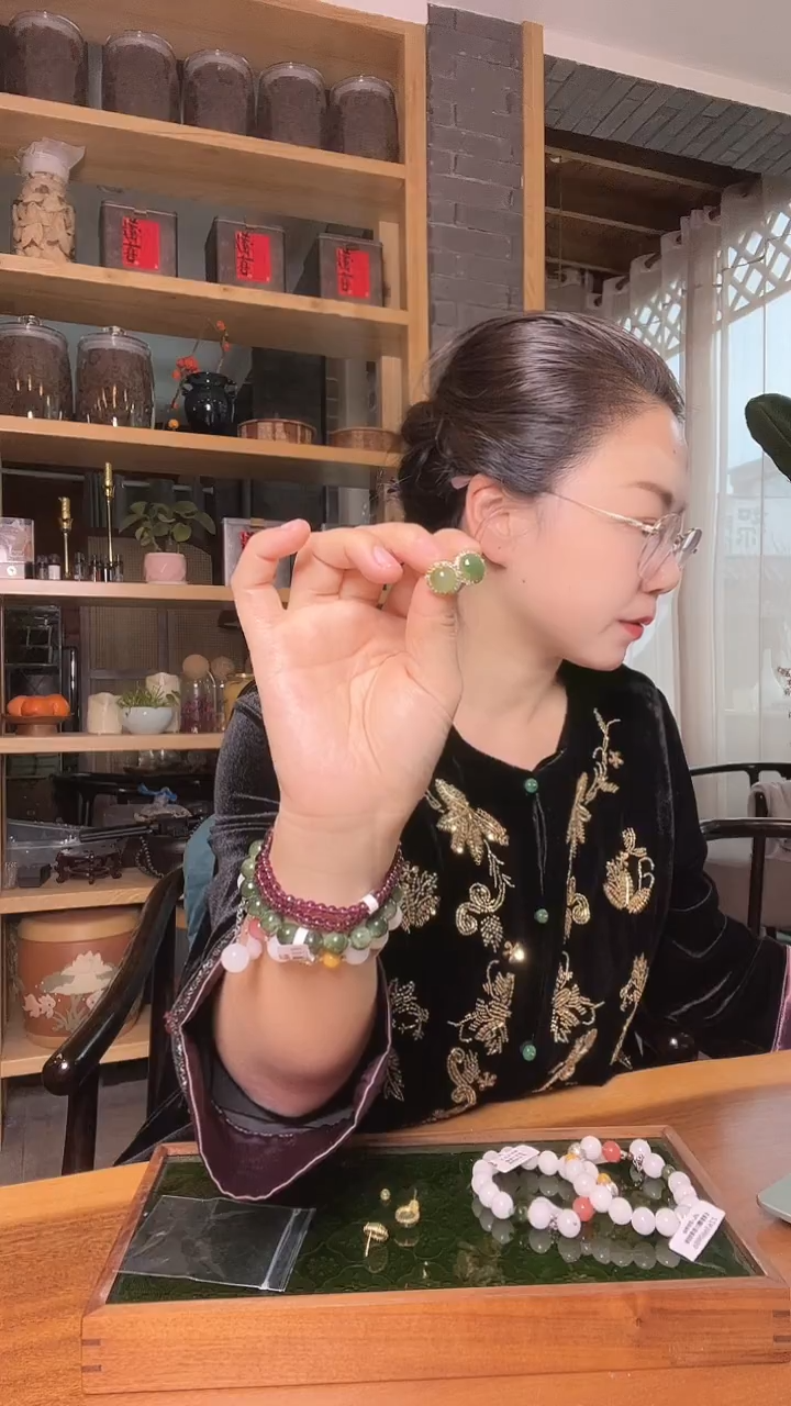非金属合金无苹果绿钻钻耳钉---