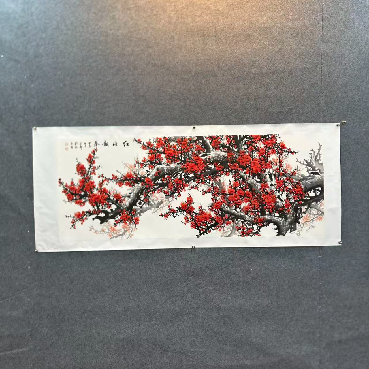 罗家轩《红梅花报春》国画挂客国画，挂客厅茶室书房，收藏、送礼