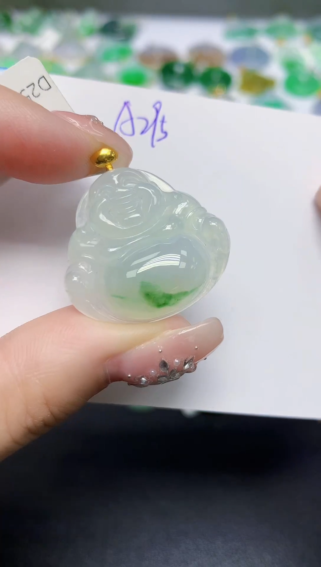 颈饰18K金镶嵌翡翠天然缅甸翡翠A货翡翠百元以上9元证书费自理