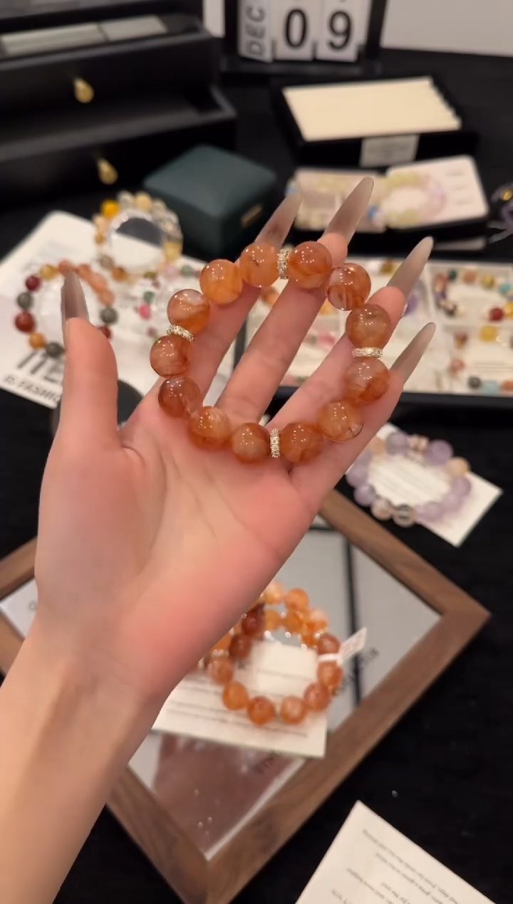 合金手链水晶红胶花x3446