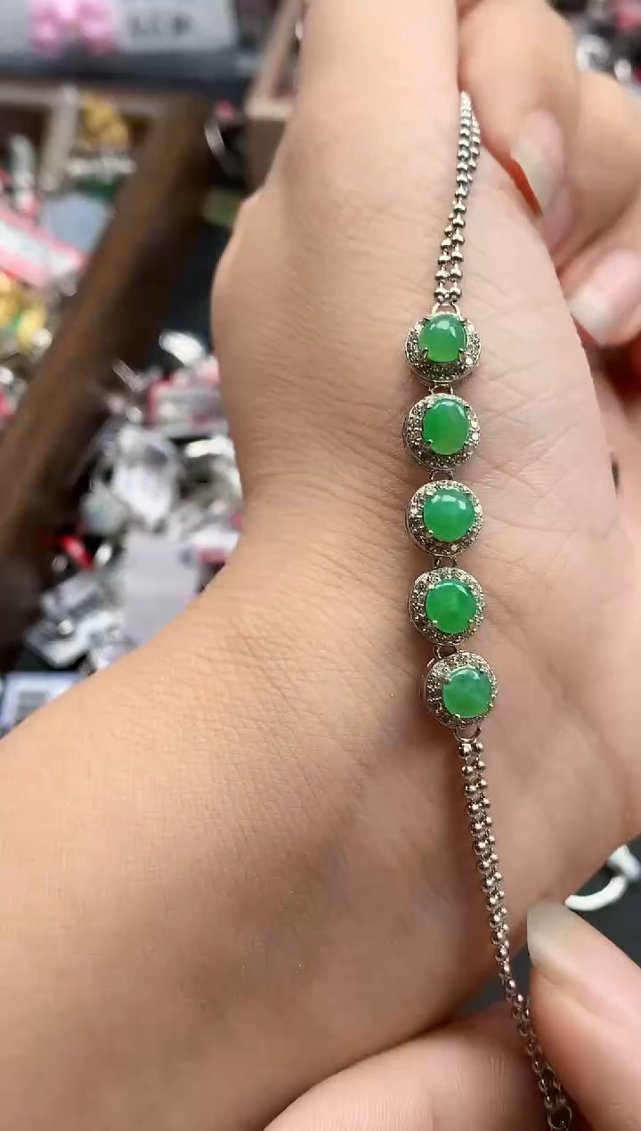 银S925镶嵌戒指翡翠天然A货缅甸翡翠