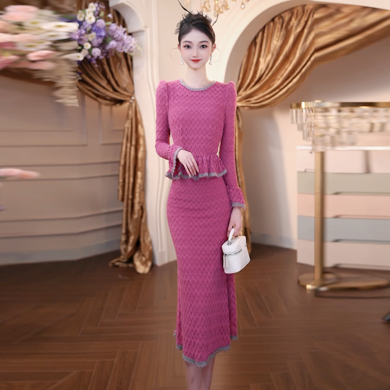 秋冬新款气质女装名媛轻奢时尚性感显瘦包臀长袖打底连衣裙1770