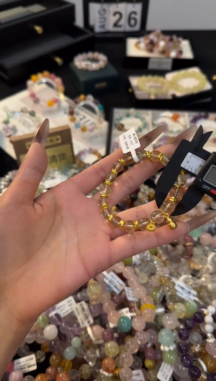 合金手链水晶黄水晶f107