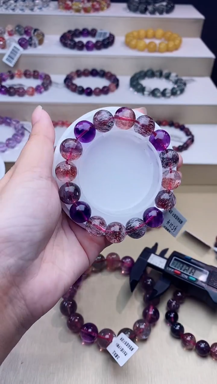 未镶嵌手链水晶黑加仑超七单圈12m+