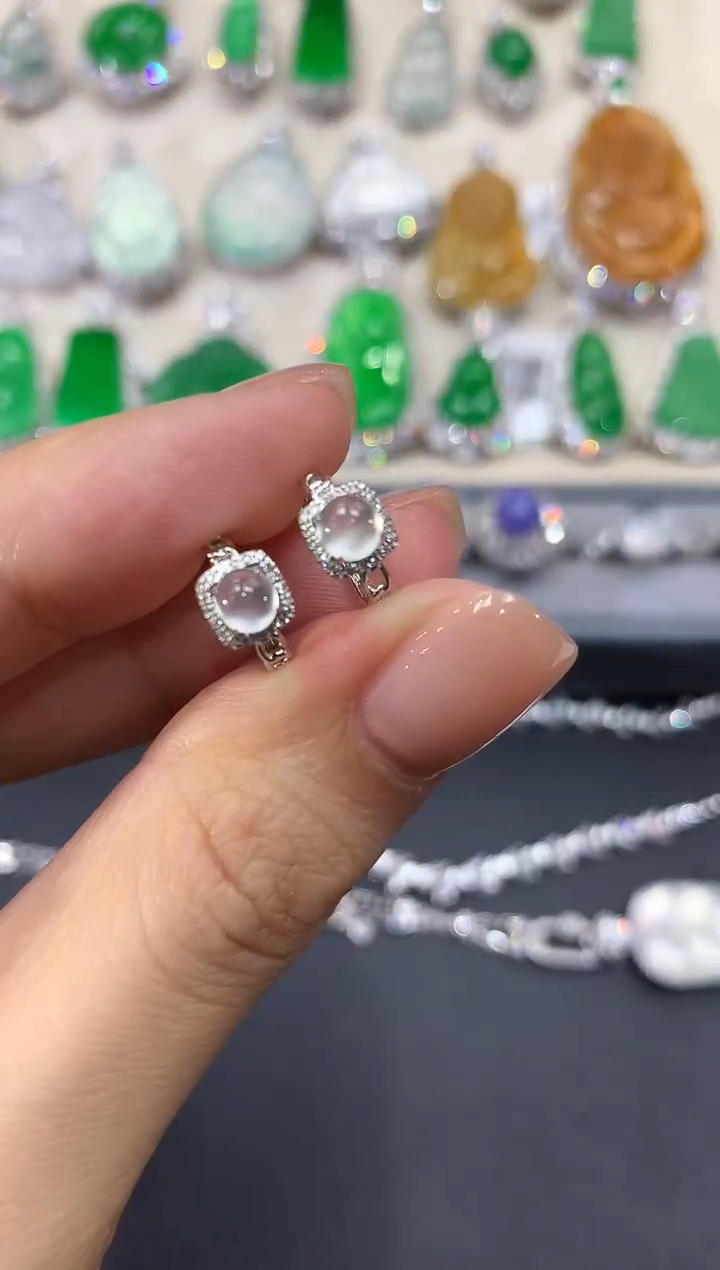 【闪购商品】翡翠18K金镶嵌耳饰w1多样性一件发货