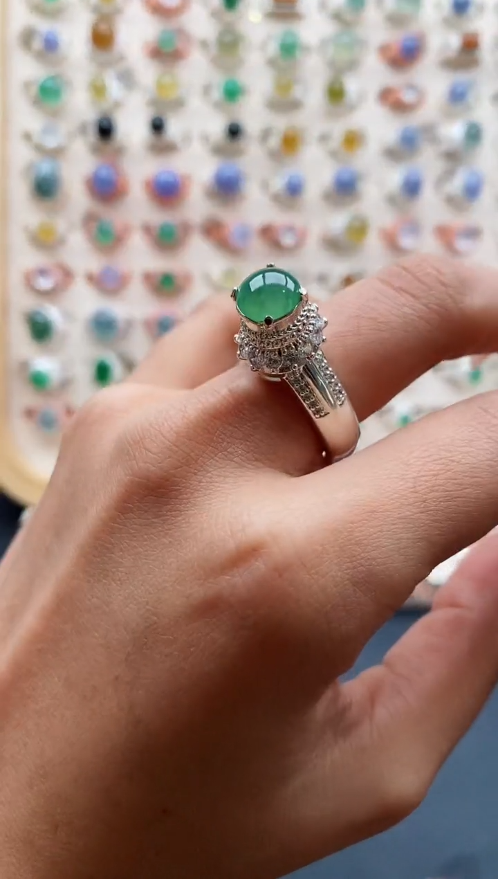 【闪购商品】翡翠戒指未镶嵌天然缅甸A货翡翠333 1+6