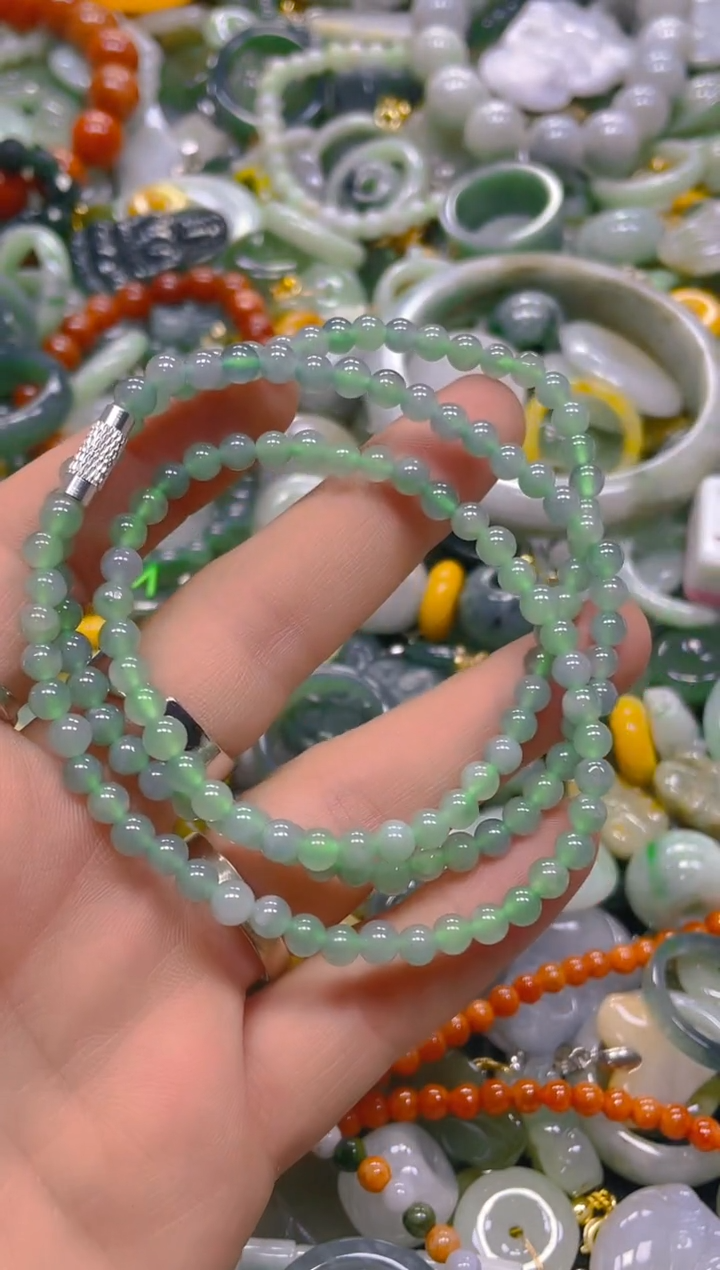 翡翠未镶嵌颈饰4MM/W/翡翠A货一图一物