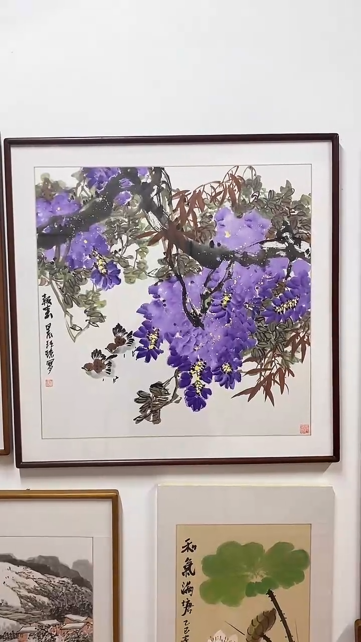 【闪购商品】国画汪琼《报春/紫气东来》手绘含框83*83