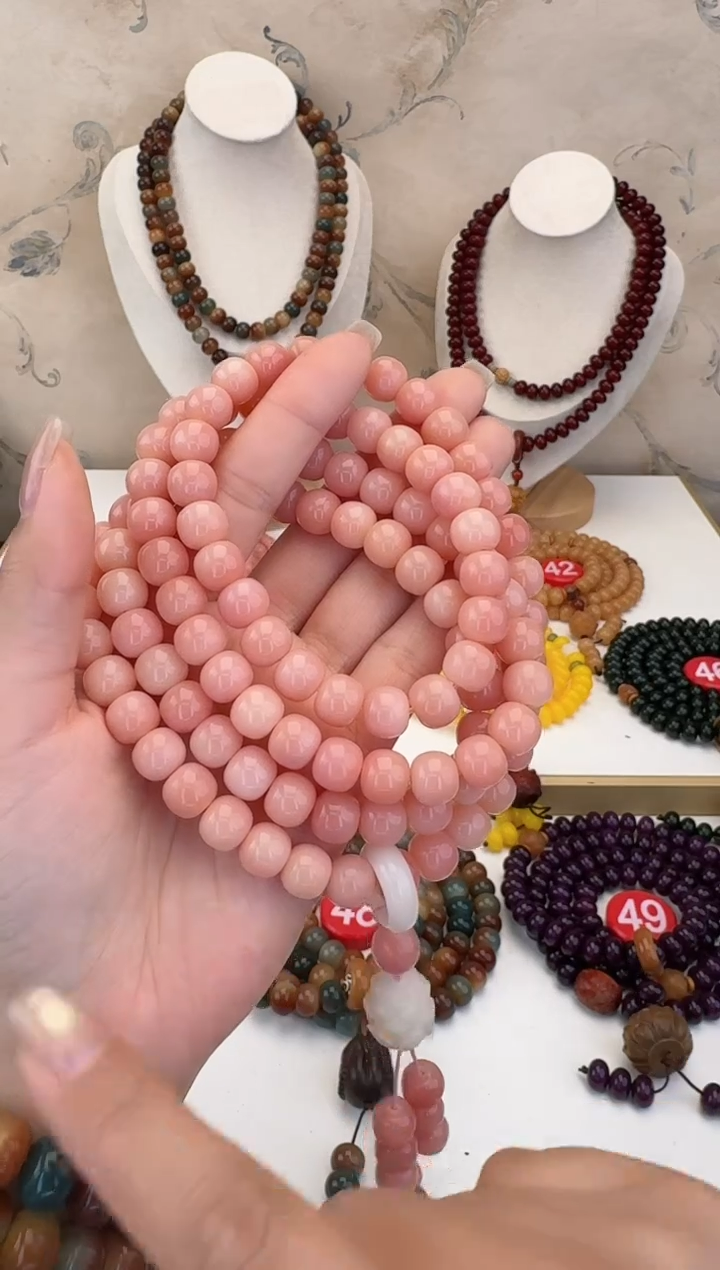 【闪购商品】菩提根/象牙果手串桃粉色108颗