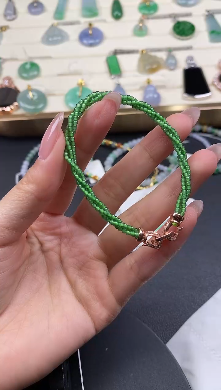 未镶嵌手串翡翠小米珠@@CMT7025