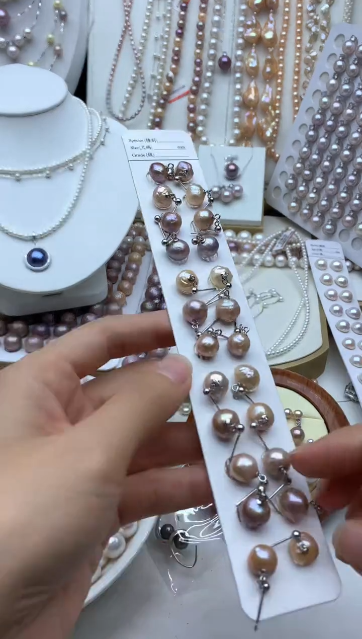 银S925镶嵌淡水珍珠耳饰多样性发其一