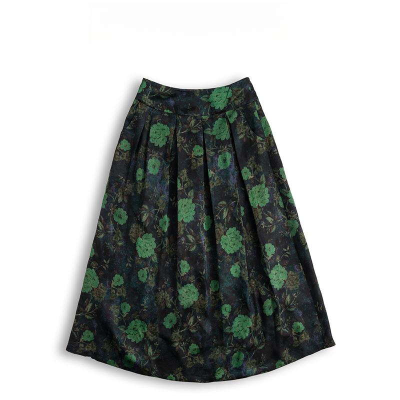 （佳夏）提花花萝宽松年轻舒适女士时尚百搭休闲百褶裙60909