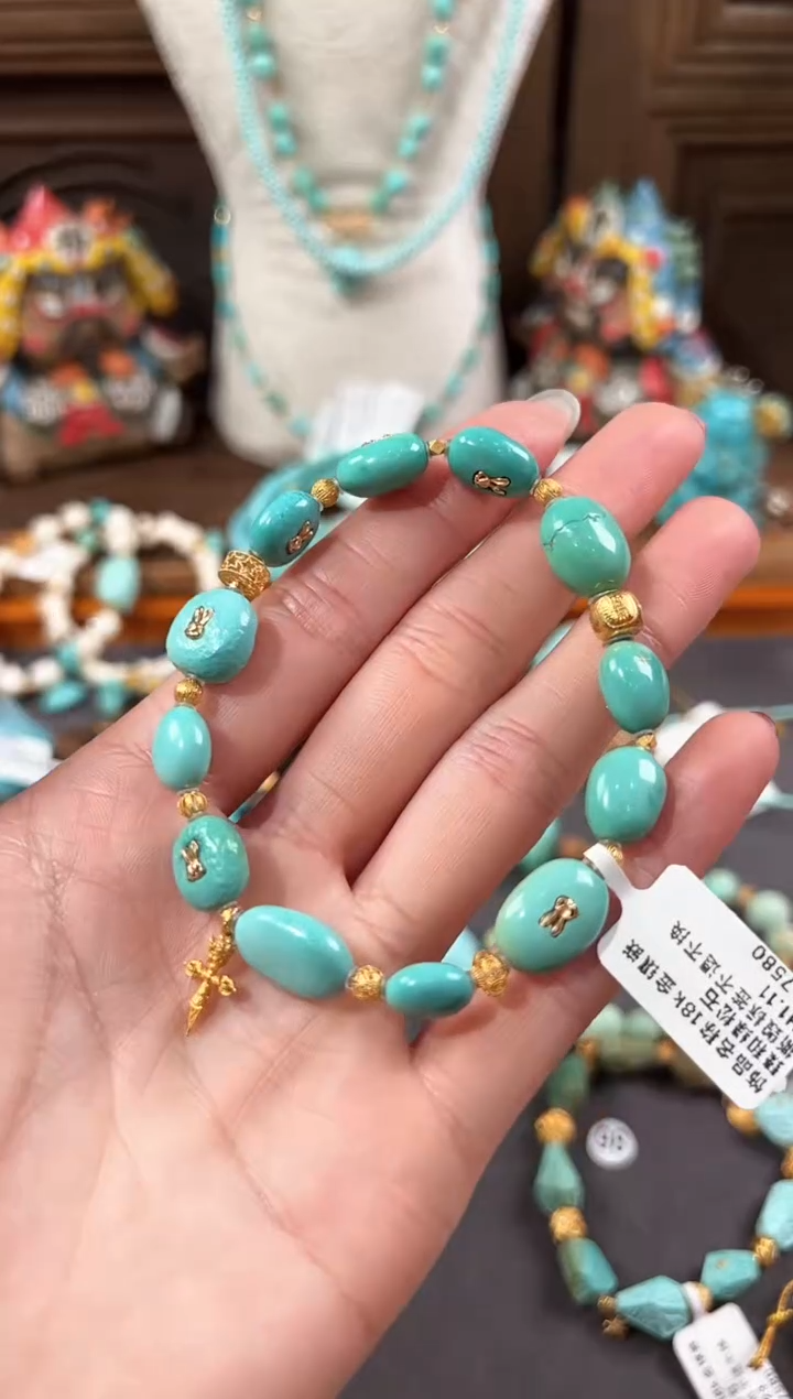 【闪购商品】绿松石手链18K金镶嵌绿松石手链