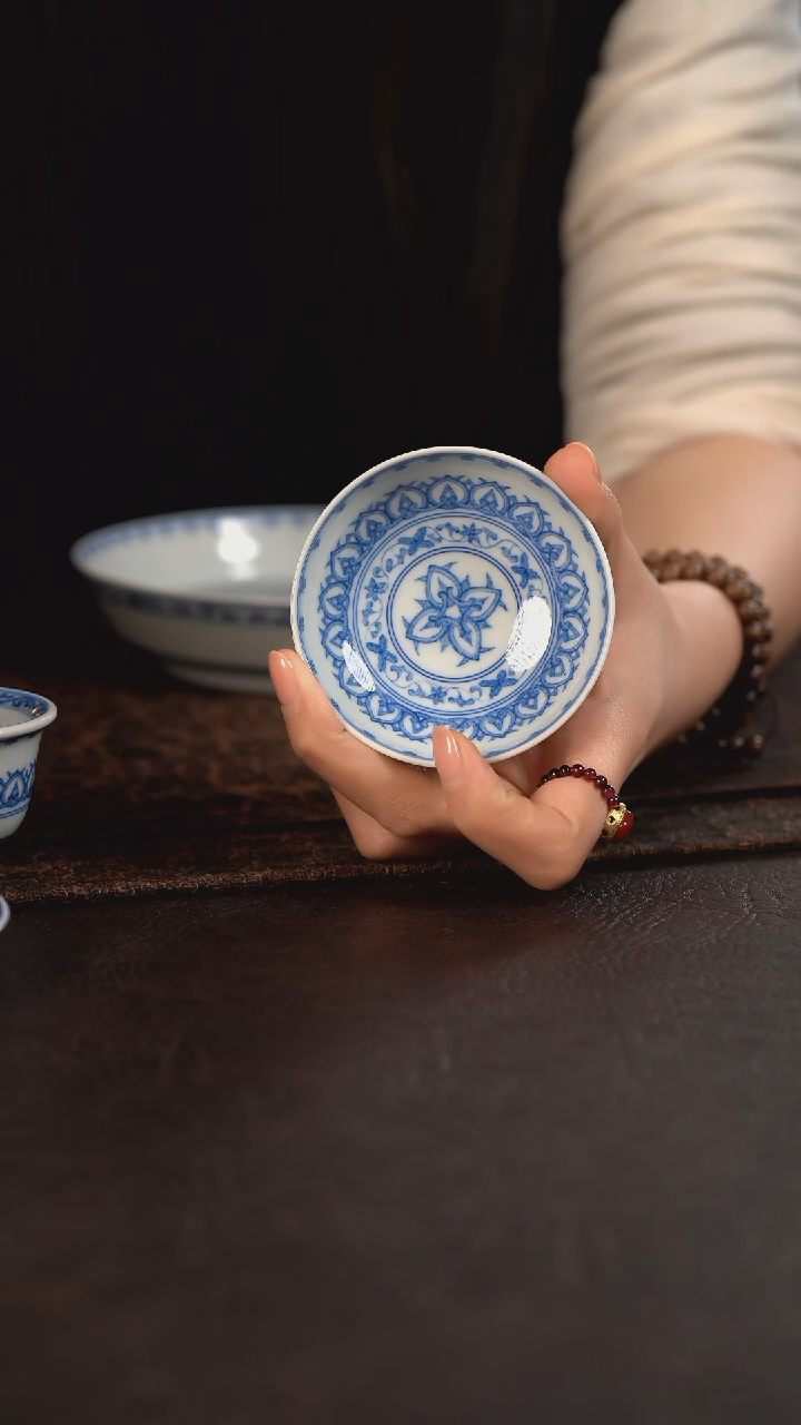 【闪购商品】杯聚澜堂点工宝相高脚普洱杯