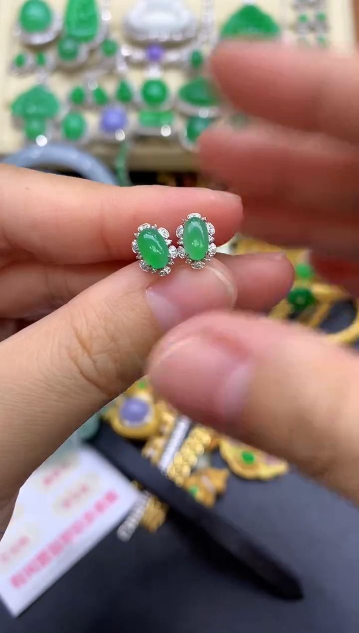 18K金镶嵌翡翠耳饰194-中国好珍宝