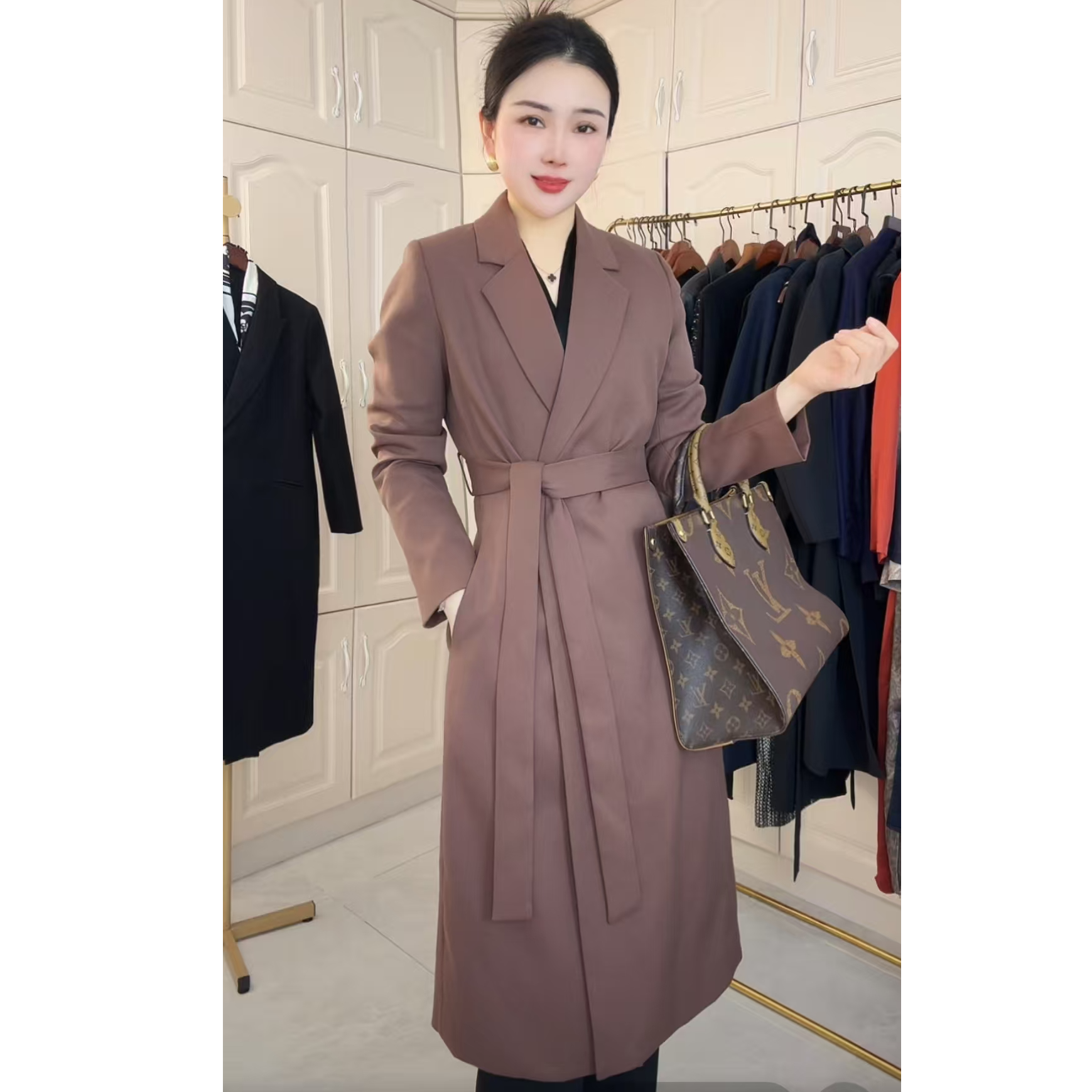 春季新款红色羊毛连衣裙471款