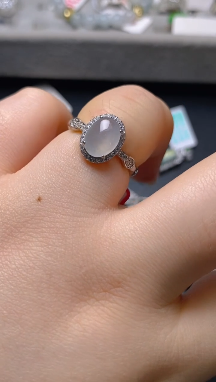 银S925镶嵌戒指翡翠百内无证书