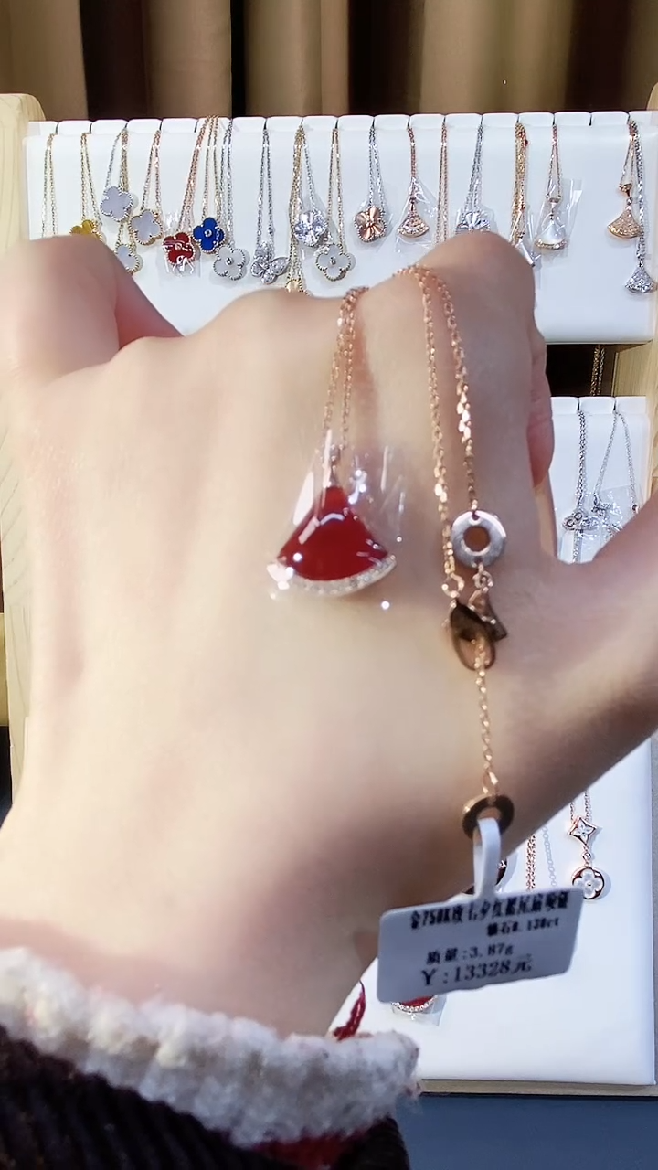 【闪购商品】钻石套链18K金镶嵌钻石K玫