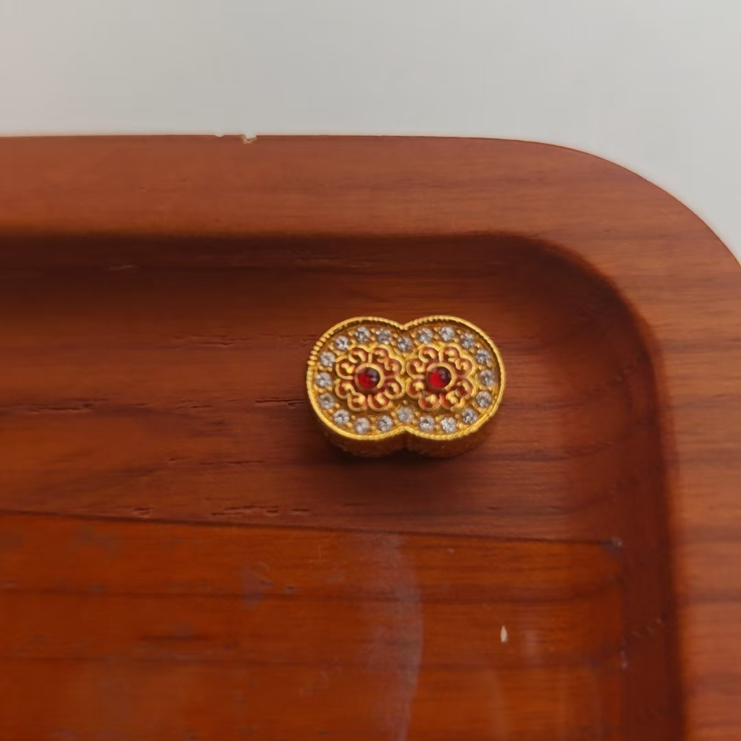 足金999国潮配饰点钻 珐琅彩