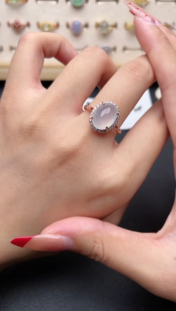 【闪购商品】翡翠戒指银S925镶嵌一物一证一礼盒