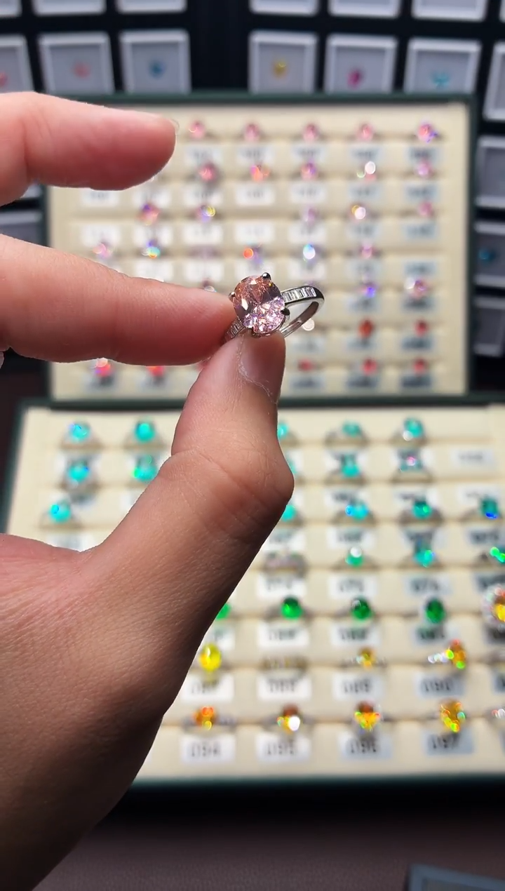 戒指彩色蓝宝石银S925镶嵌116