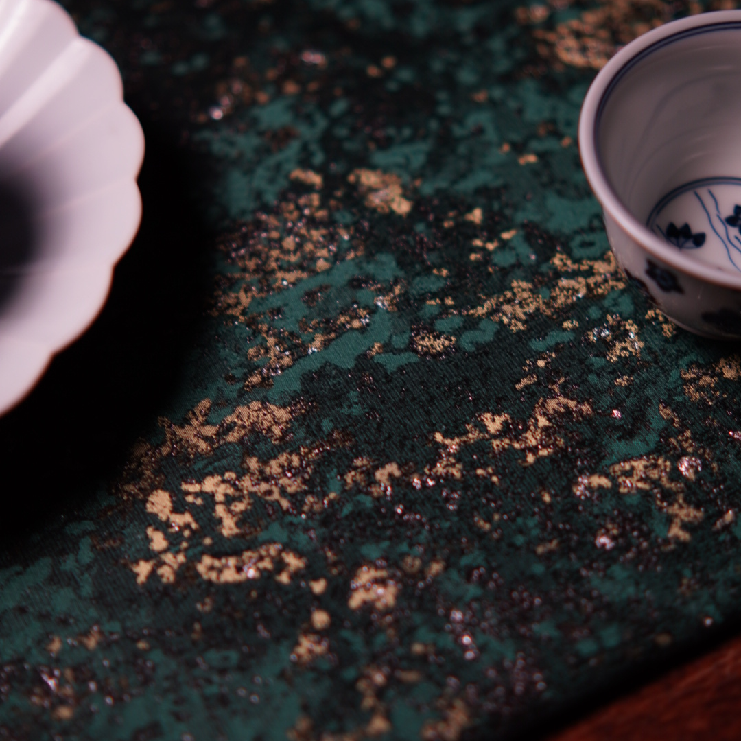 乔木手作  绿野  织锦缎茶席  干泡茶席  吸水茶席 轻奢茶席 国风