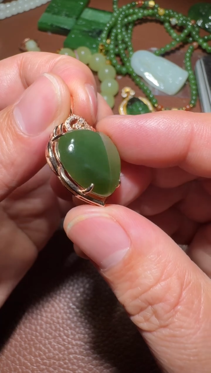 银S925镶嵌和田玉挂件和田玉