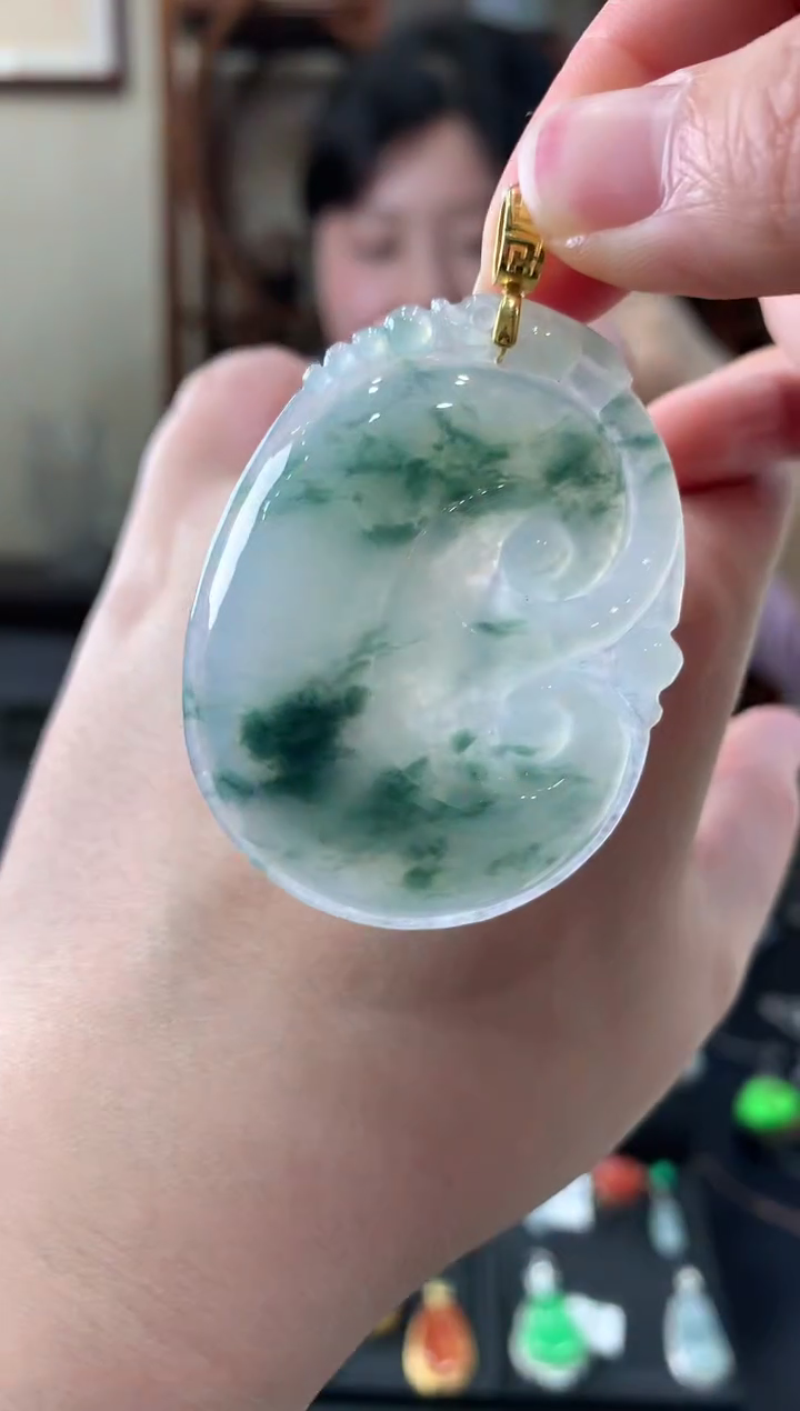 【闪购商品】翡翠吊坠(不含链)18K金镶嵌挂件