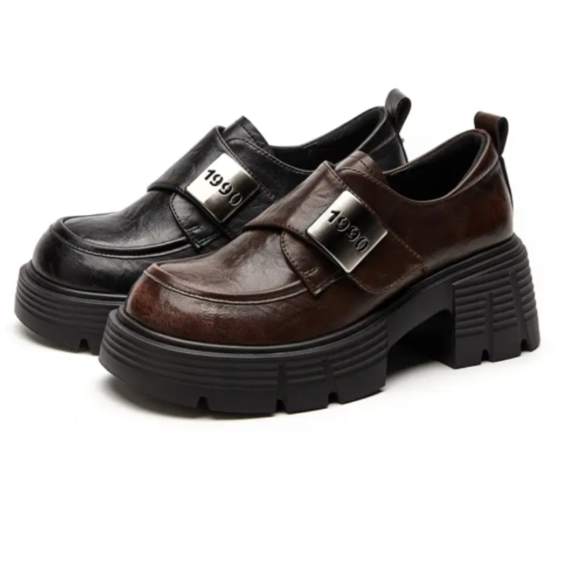 小个子增高7公分英伦风乐福鞋皮带扣学院厚底新款一脚蹬小皮鞋