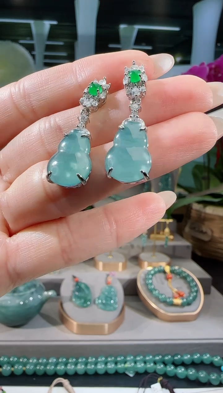 【闪购商品】翡翠耳饰合金葫芦耳饰多样性发一