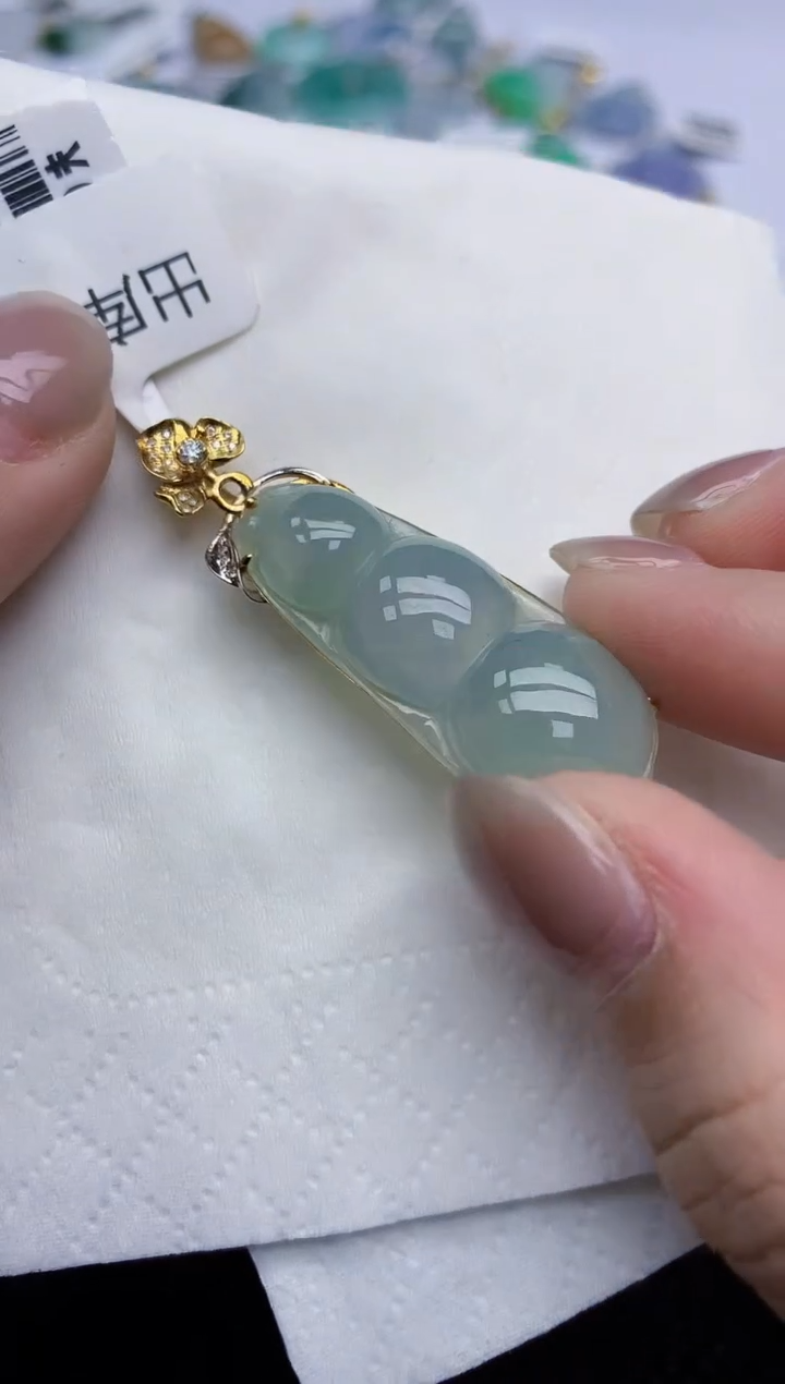 【闪购商品】翡翠颈饰18K金镶嵌天然翡翠A货
