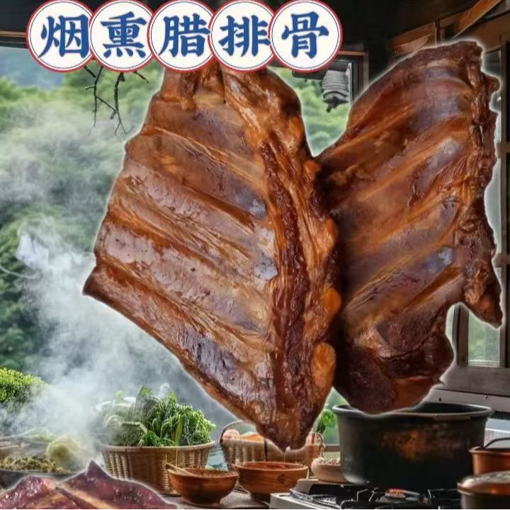 【腊排骨】整块发正宗恩施烟熏老腊肉三角排边角