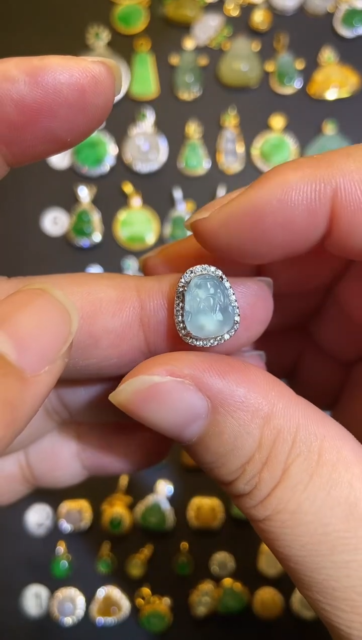 吊坠(不含链)银S925镶嵌翡翠1