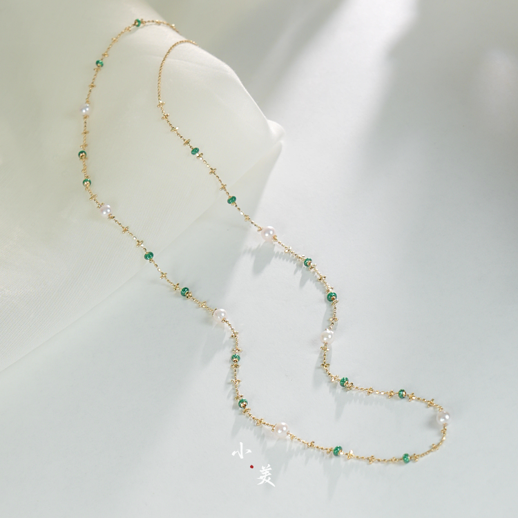 18K金绿金满天星珍珠项链（多样性发）G80528