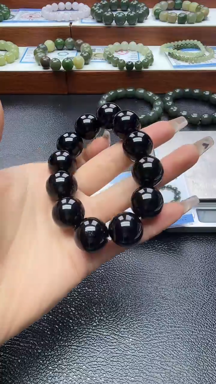 未镶嵌黑曜岩手串黑曜石卡18精品手串