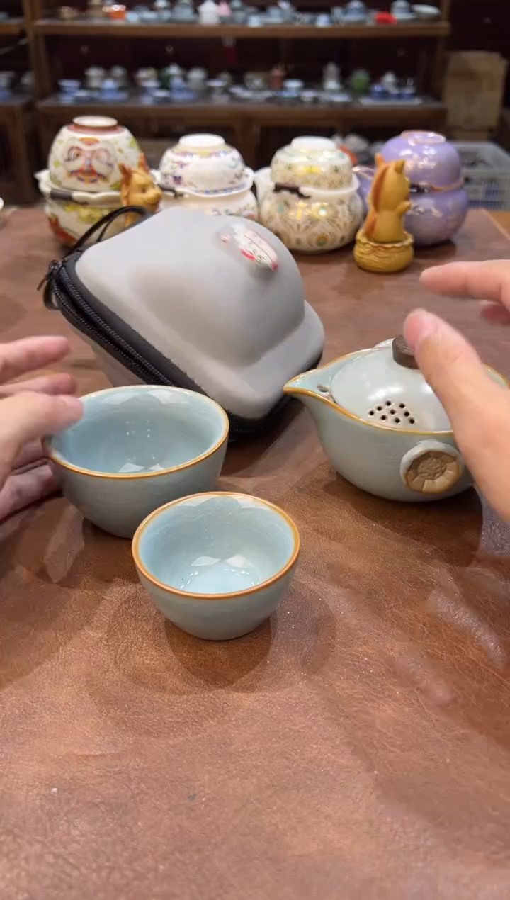 真的很便宜会开片的旅行茶具